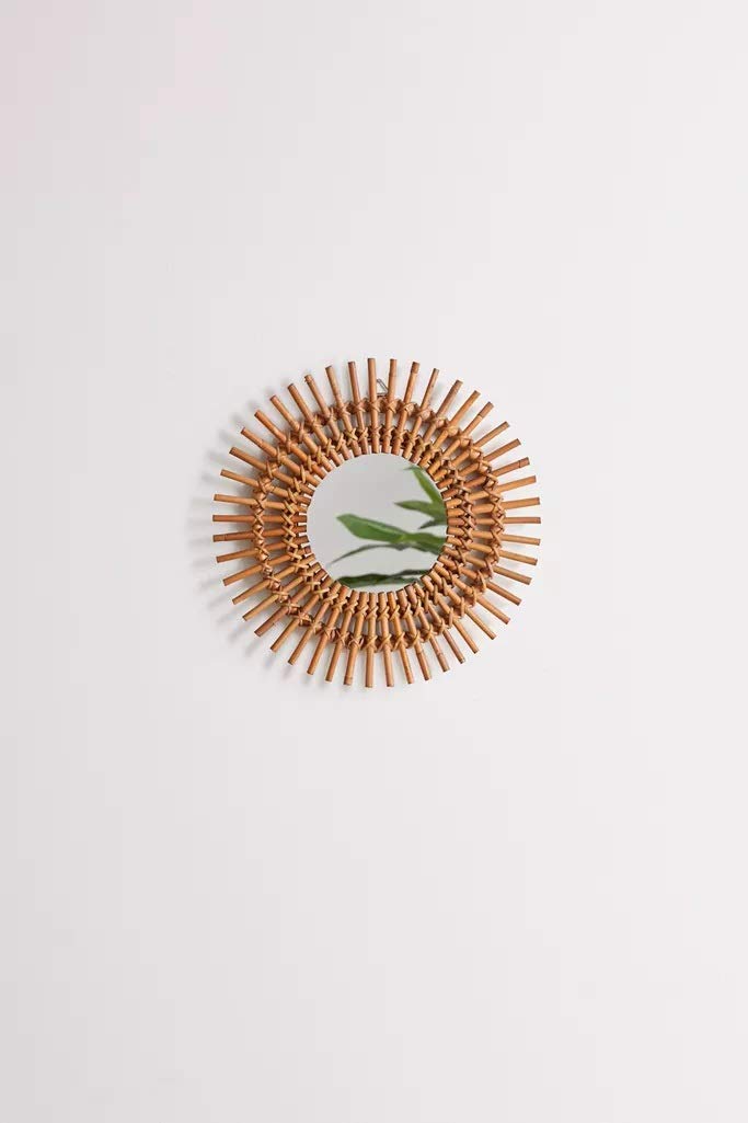 AKWAY Handcrafted Rattan Wall Mirror for Living Room, Bathroom, Bedroom, Home and Office, Wall Decor, Decorative Wall Mirror