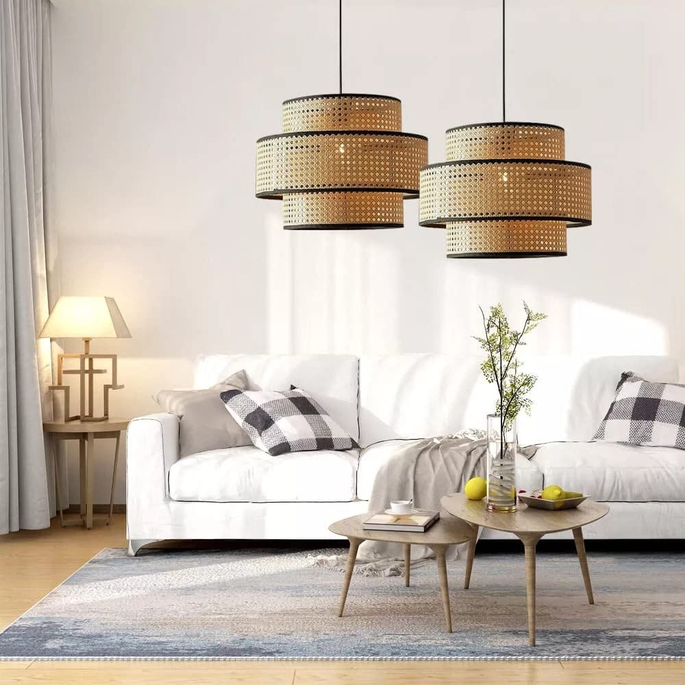 Bamboo Hanging Lamp For Living Room | Rattan Pendant Light | Cane ceiling Light - Alex - Akway Home Improvement > Lamp Shades