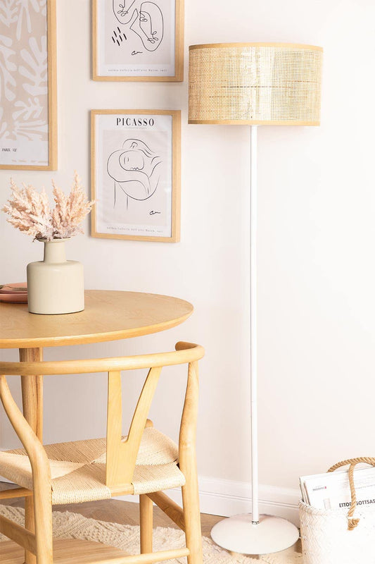 AKWAY Rattan Cane Webbing Floor Lamp Bamboo Floor Lamp for Living Room Cane Floor Lamp Standing Lamp Wooden Standing lamp for