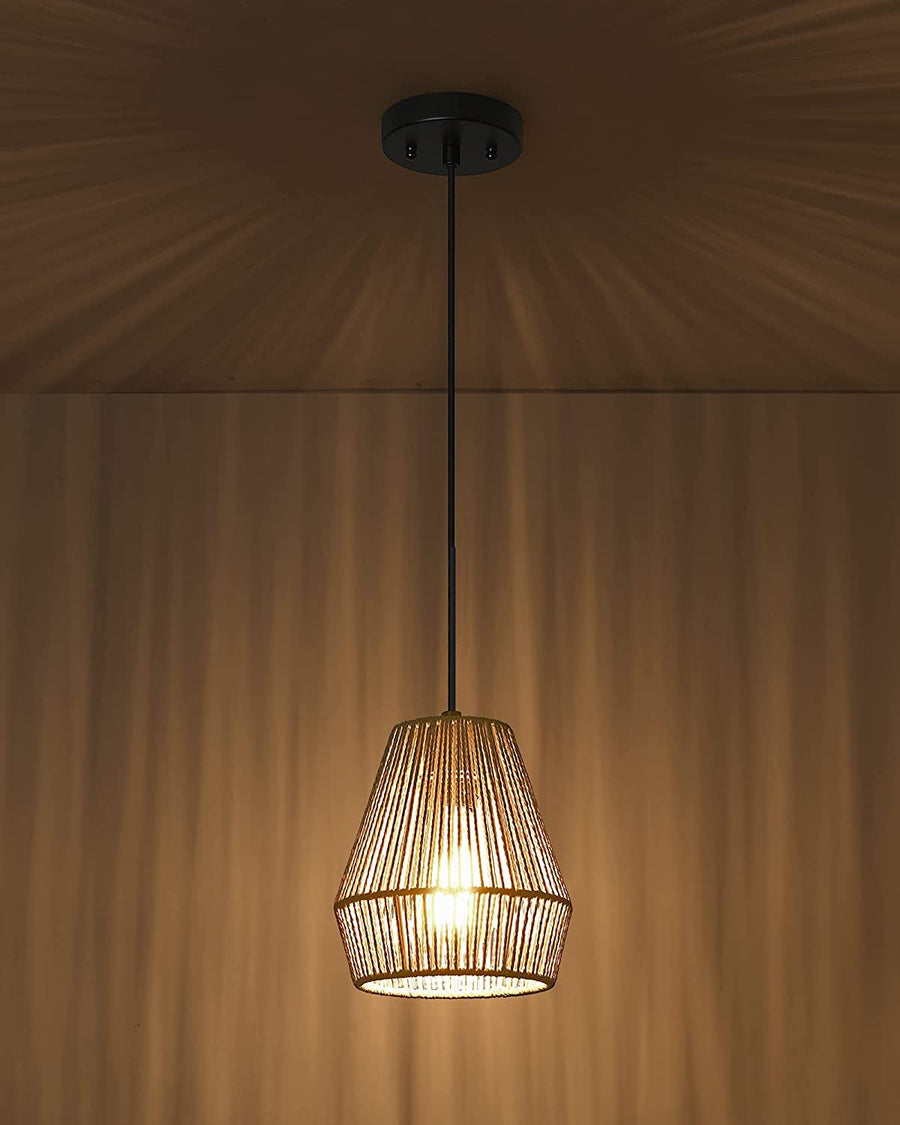 Rattan Seagrass Paper Raffia Kauna Grass Wicker Lamp Pendant Light -Alvina - Akway Home > Pendant Lights (Image 2)