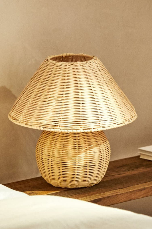 Rattan Table lamp for Living room | Bamboo Bedside table lamp | Cane Table lamp -Adair - Akway Lighting > Table Lamps (Image