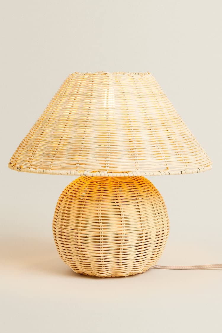 Rattan Table lamp for Living room | Bamboo Bedside table lamp | Cane Table lamp -Adair - Akway Lighting > Table Lamps (Image