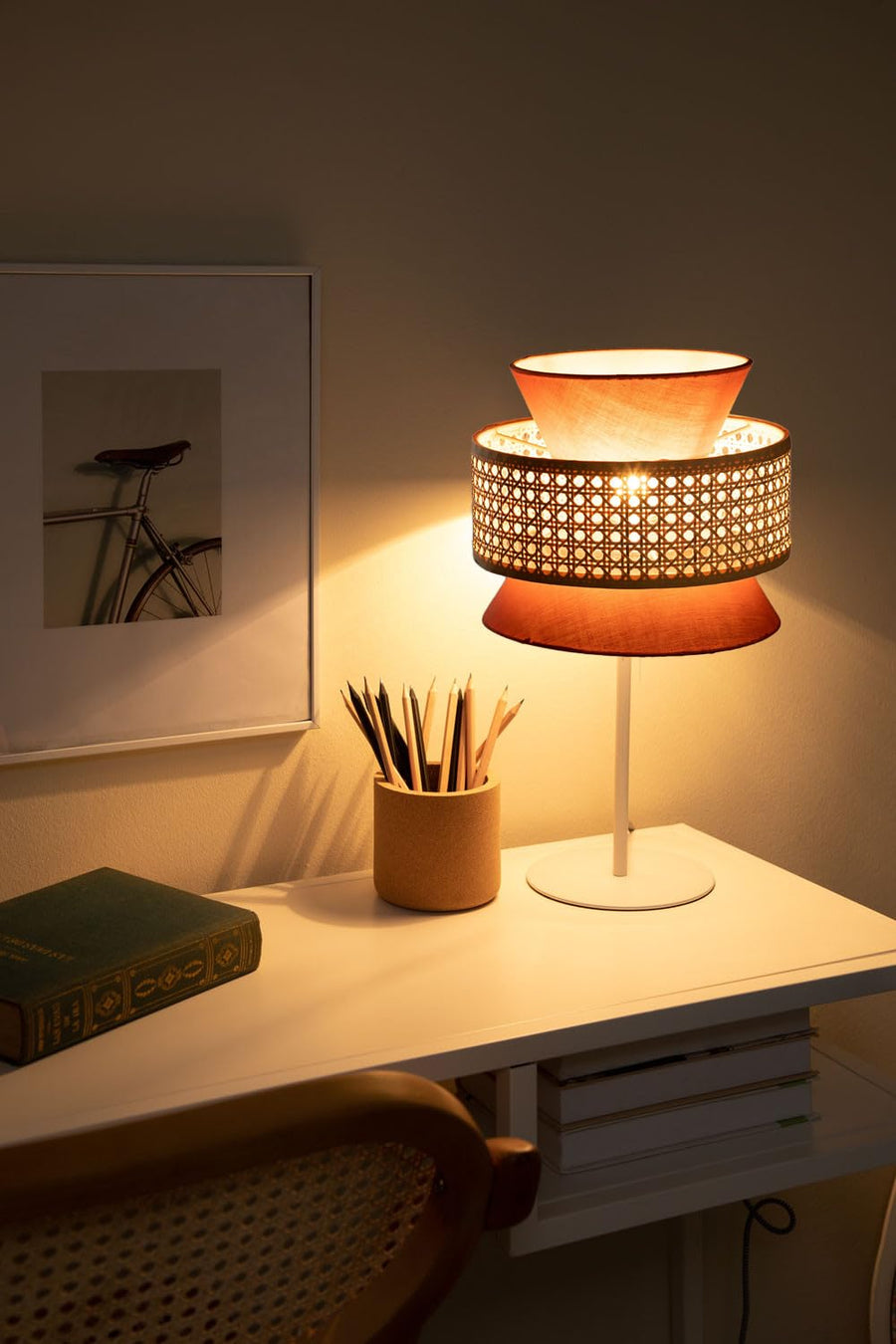 AKWAY Handmade Wicker Table Lamp, Beside Table Lamps, Study Table Lamps, Side Lamps Light Decoration for Home, Living Room...