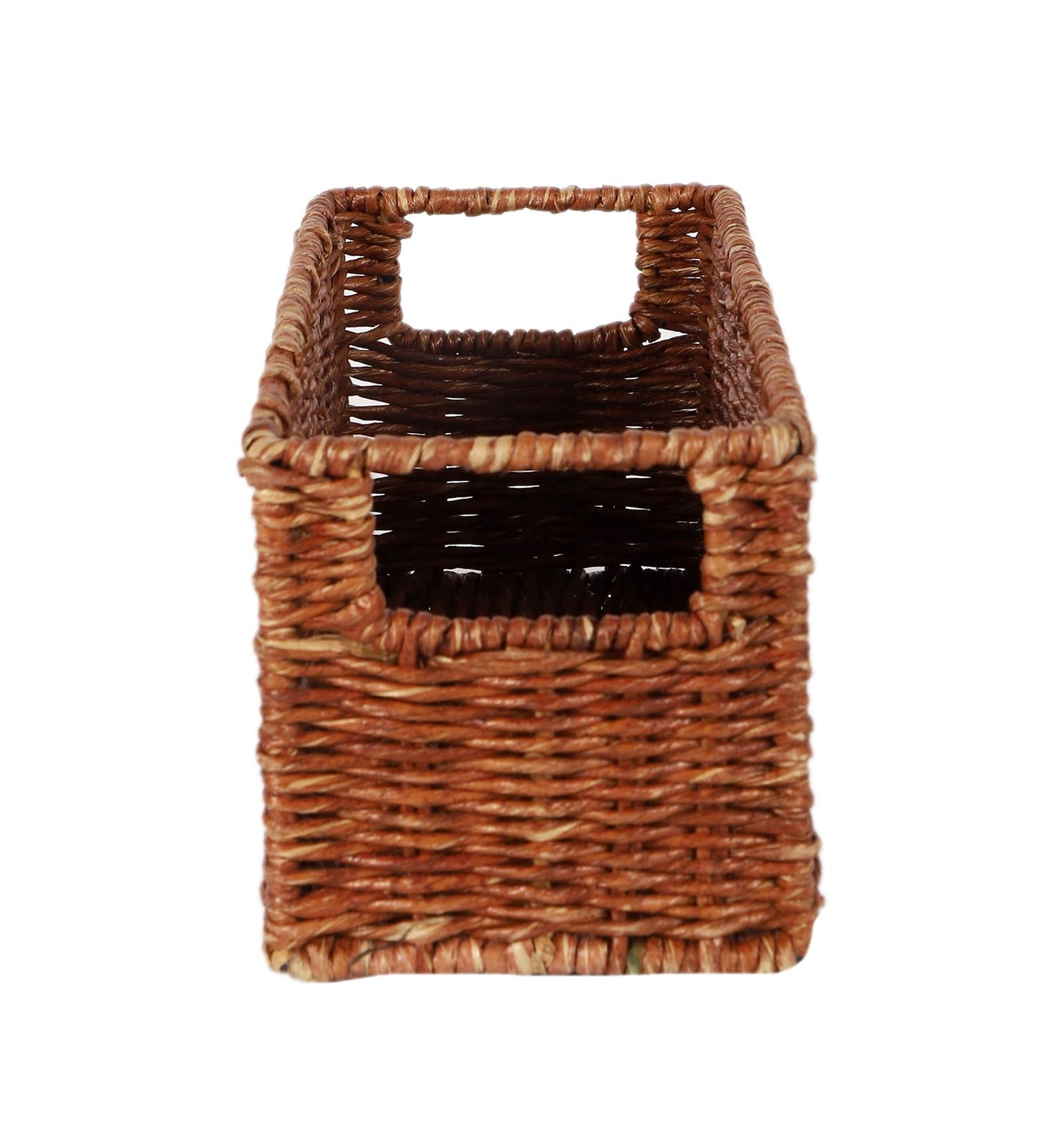 AKWAY Handmade Wicker Basket Bathroom Vanity Tray, Wicker Kitchen Counter top Storage Shelf Coffee Table Decorative Tray Cosmetic Organizer Display Holder (11 L x 4.5 W x 4.5 H) - Akway
