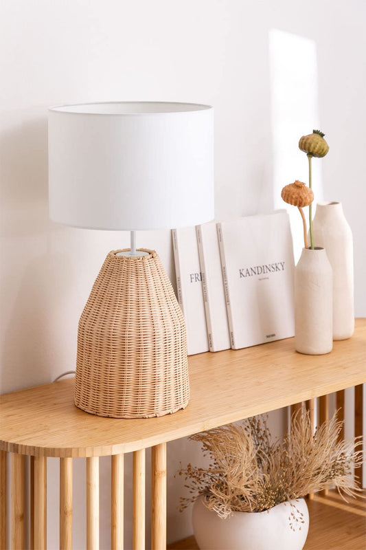Rattan Table lamp for Living room | Bamboo Bedside table lamp | Cane Table lamp -Asuka - Akway Lighting > Table Lamps (Image