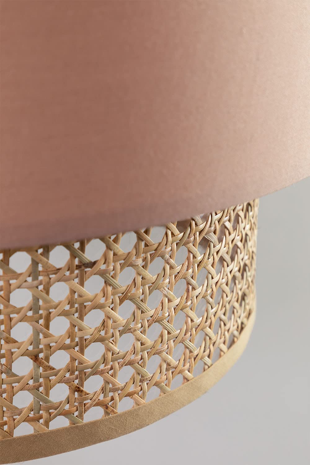 AKWAY Bamboo Hanging lamp for Home Decoration, Rattan Cane Webbing Ceiling Light for Home, Cane Wicker Webbing Pendant lamp, Natural (Bulb not Included) (Baby Pink) - Akway