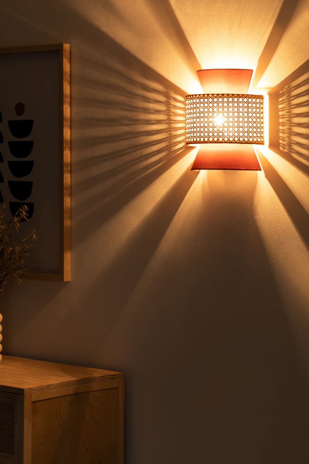 Bamboo Wall lamp for Living Room | Rattan Pendant light |Cane Webbing Wall Lamps-Aleksandra - Akway Lighting > Wall Lamps & S