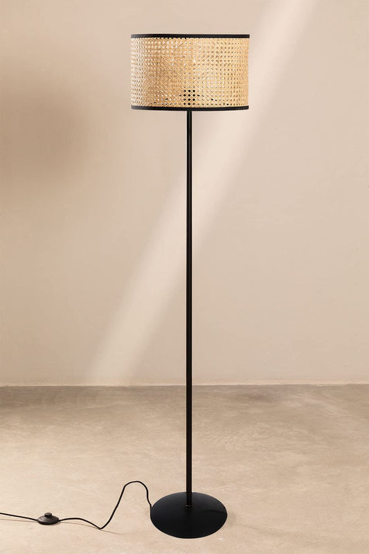 Rattan Cane Webbing Floor Lamp Bamboo Floor Lamp Cane Floor Lamp-Astrid - Akway Lighting > Floor Lamps (Image 1)