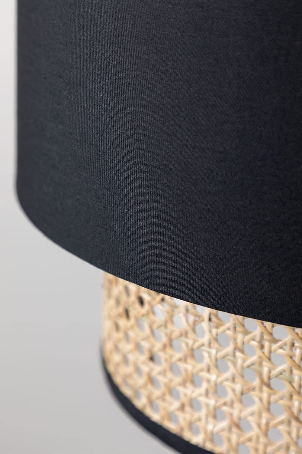 AKWAY Wicker Rattan Cane Webbing Bamboo Hanging lamp Pendant lamp for Home Decoration Premium Ceiling Light Boho Hanging Ceiling lamp(14" Dia x 11" H) (Bulb not Included)(Black) - Akway