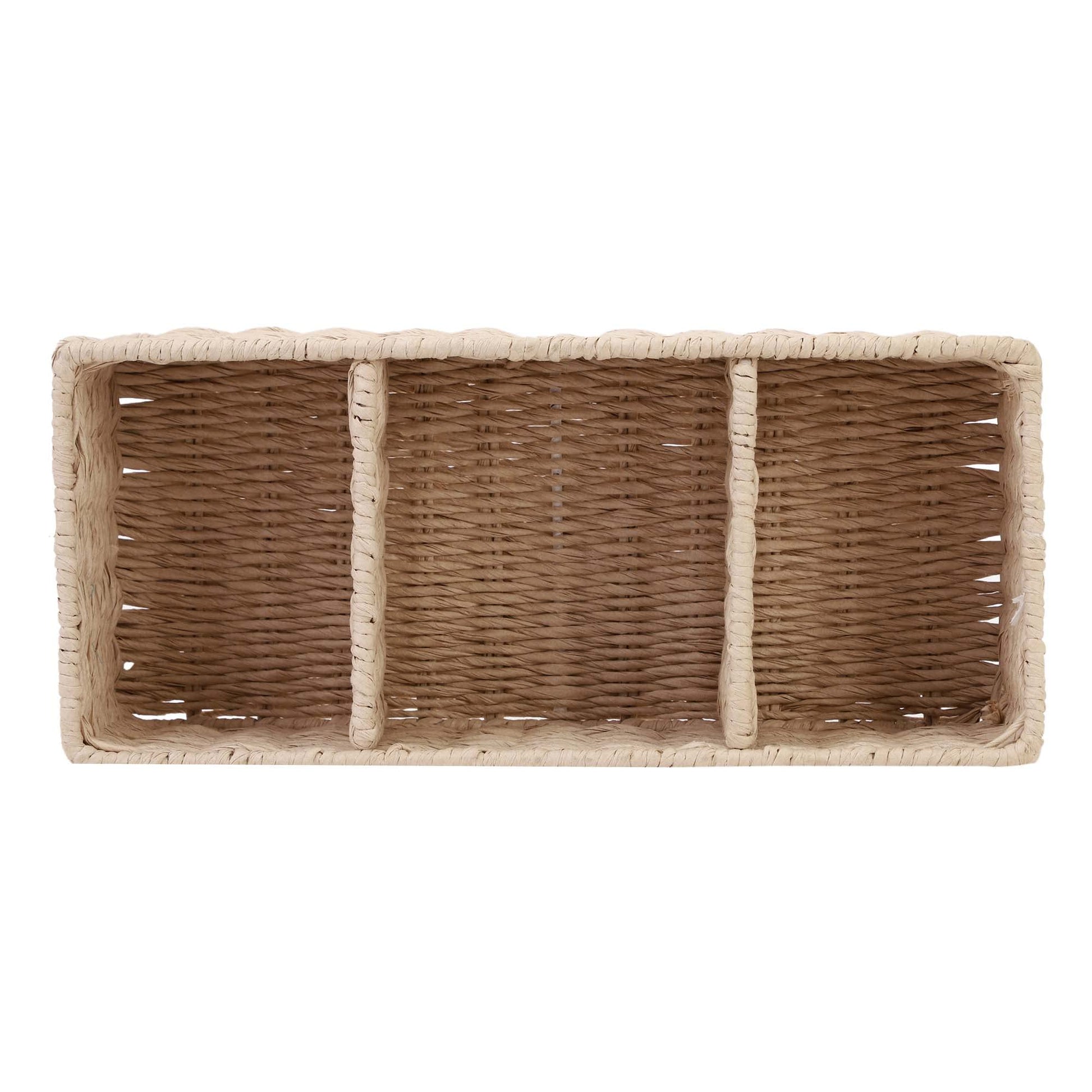 AKWAY Natural Wicker Seagrass kauna Grass Bamboo Cane Rattan Basket Bathroom Vanity Tray, Wicker Kitchen Counter top Storage