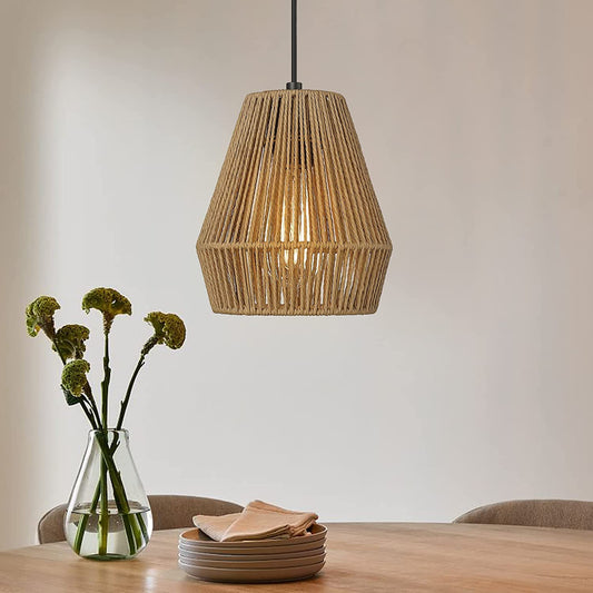 Rattan Seagrass Paper Raffia Kauna Grass Wicker Lamp Pendant Light -Alvina - Akway Home > Pendant Lights (Image 1)
