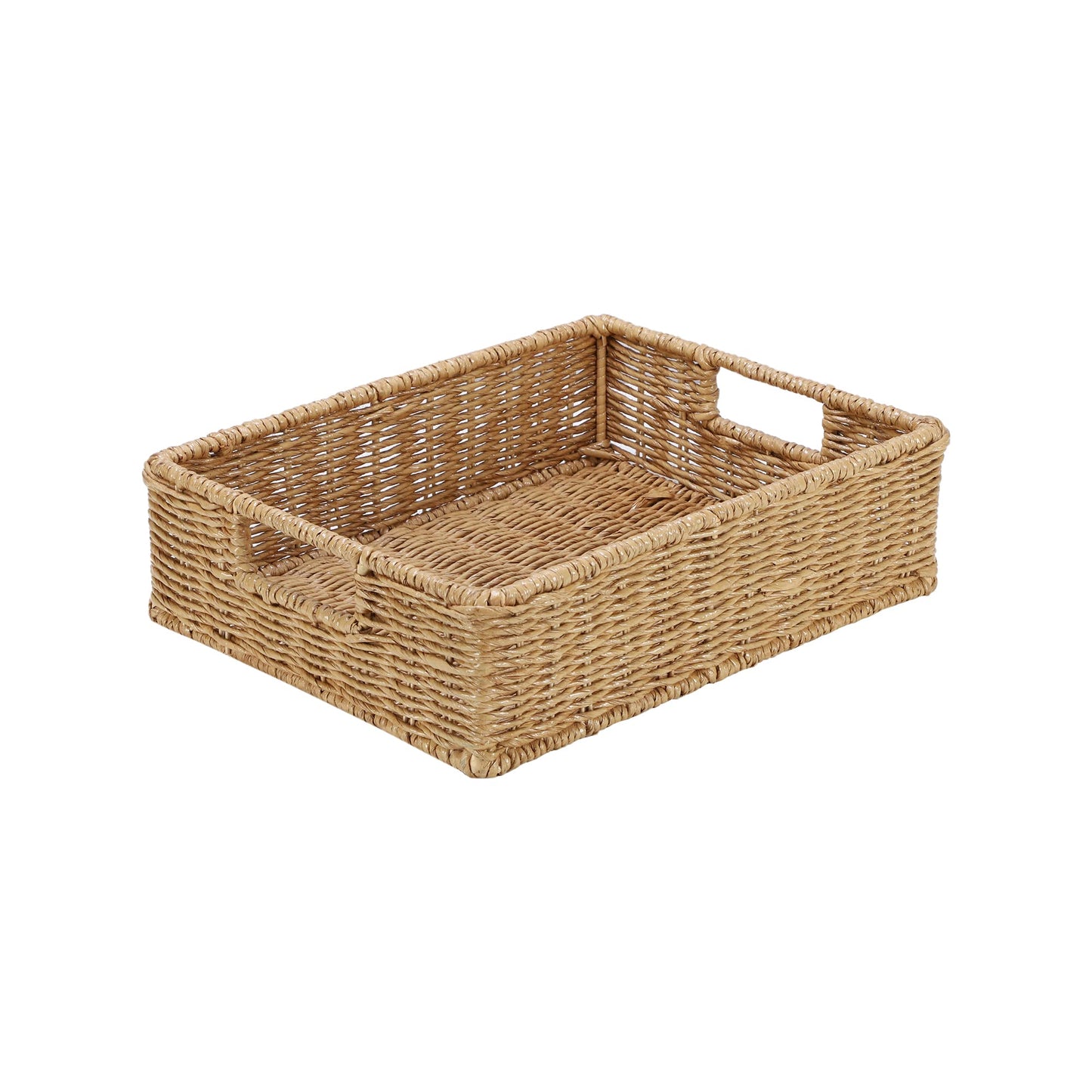 AKWAY wicker seagrass kauna grass water hyacinth rattan cane storage basket - (Beige) (14" L x 10"W x 4" H,Pack of 1) - Akway