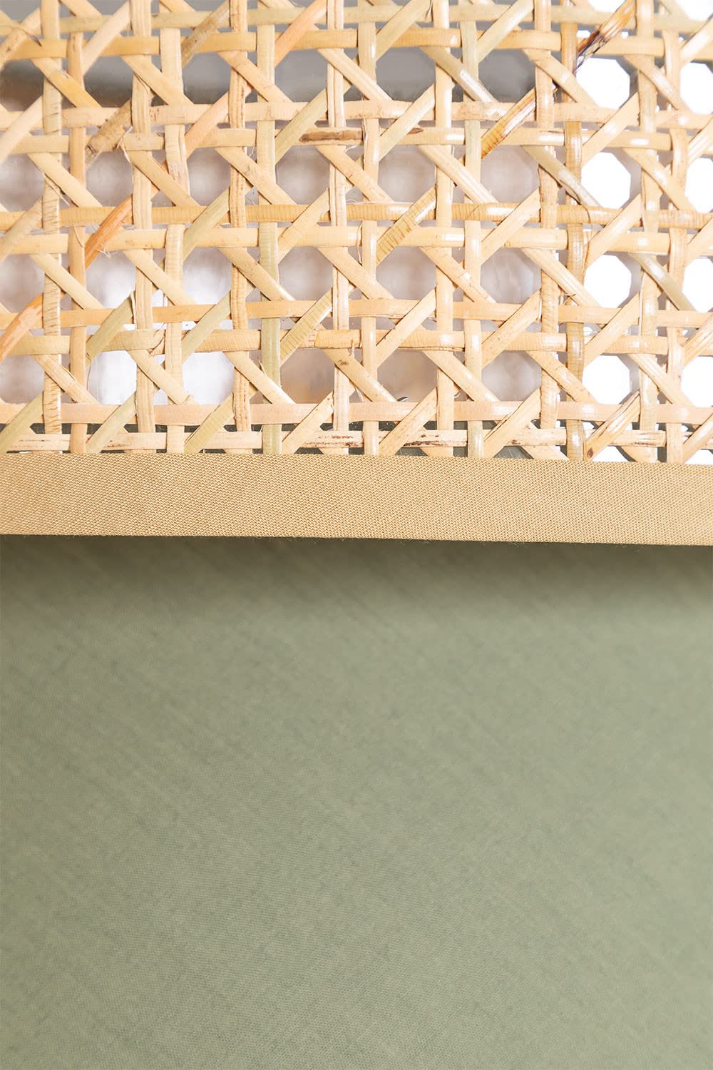 AKWAY Rattan Cane Webbing Floor Lamp Bamboo Floor Lamp Cane Floor Lamp Standing Lamp Wooden Standing lamp for Living Room Bedroom (14" D X 11")(White Stand) (Olive Green Cone Shape) - Akway