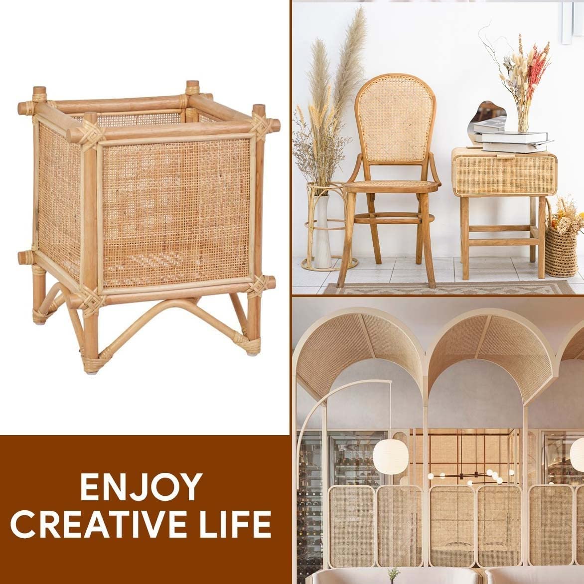 Cane webbing mesh | Rattan webbing mesh - 2 feet x 3 feet (Natural Square Shape) - Akway