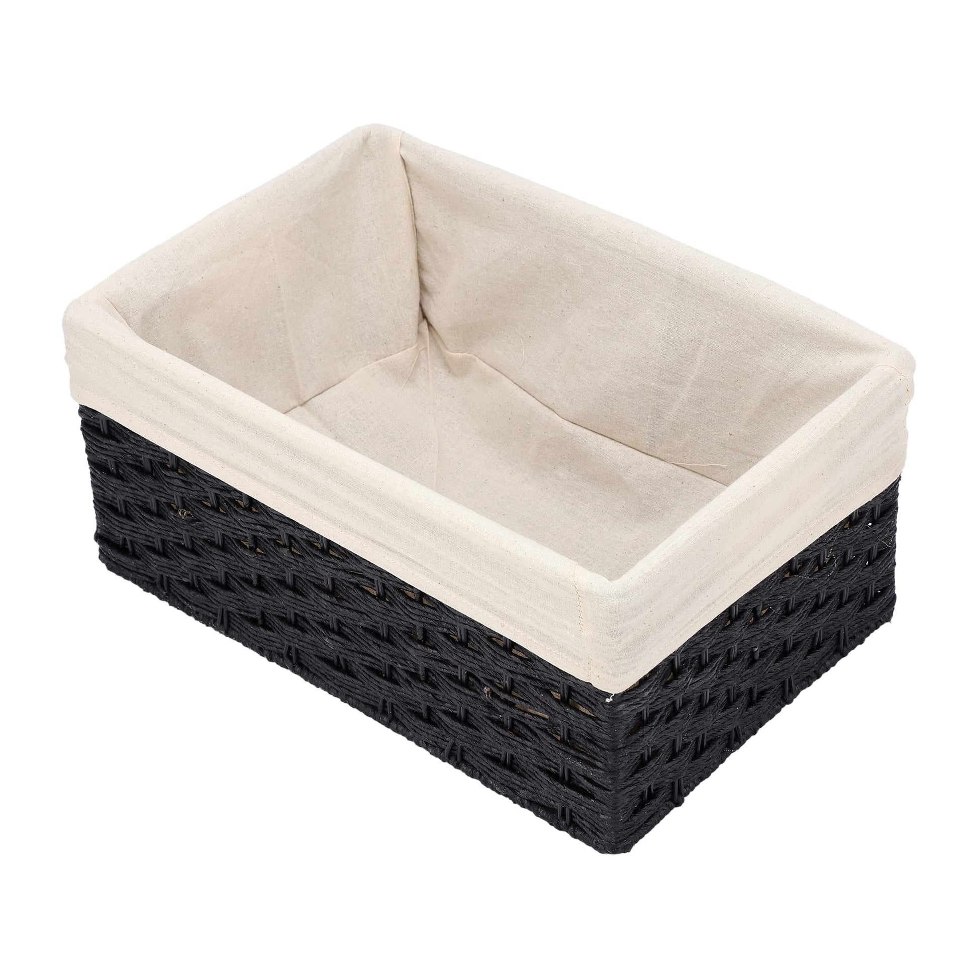 AKWAY Handcrafted Rectangular Bamboo Wicker Basket Organizer (Antique Black, 15 x 10 x 7,Rattan,Pack of 1) - Akway Home Impro