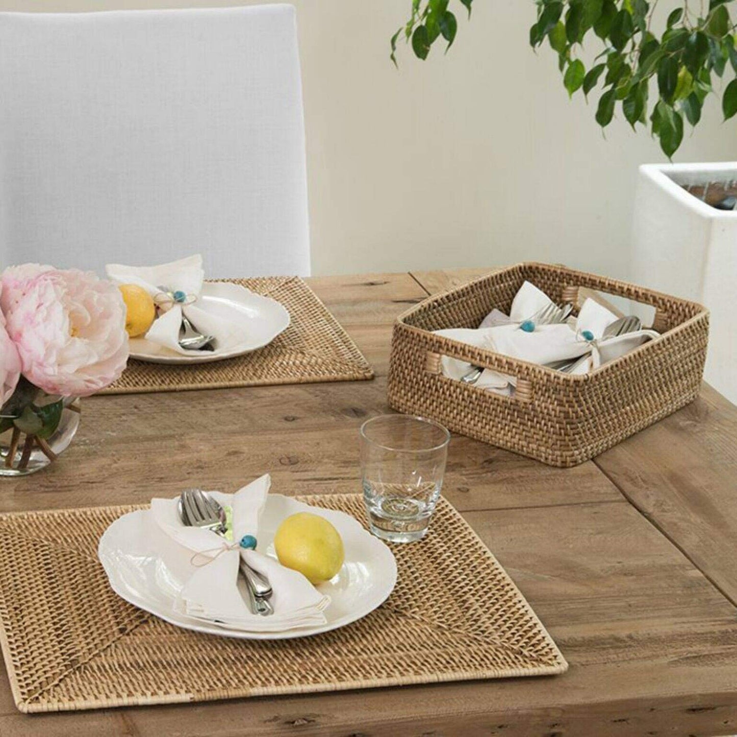 AKWAY Handmade Bamboo Storage Organizer Wicker Basket for Cloth, Bathroom (Rattan,Beige, 14 x 10 x 4) - Akway Kitchen > Shelf