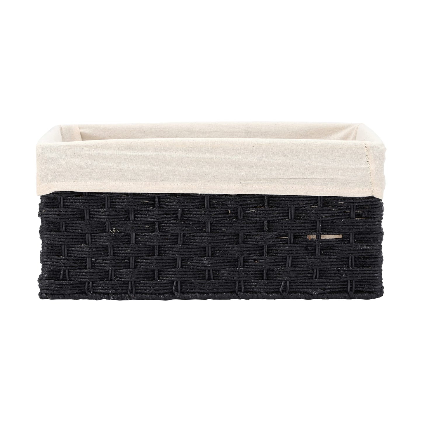 AKWAY Handcrafted Rectangular Bamboo Wicker Basket Organizer (Antique Black, 15 x 10 x 7,Rattan,Pack of 1) - Akway
