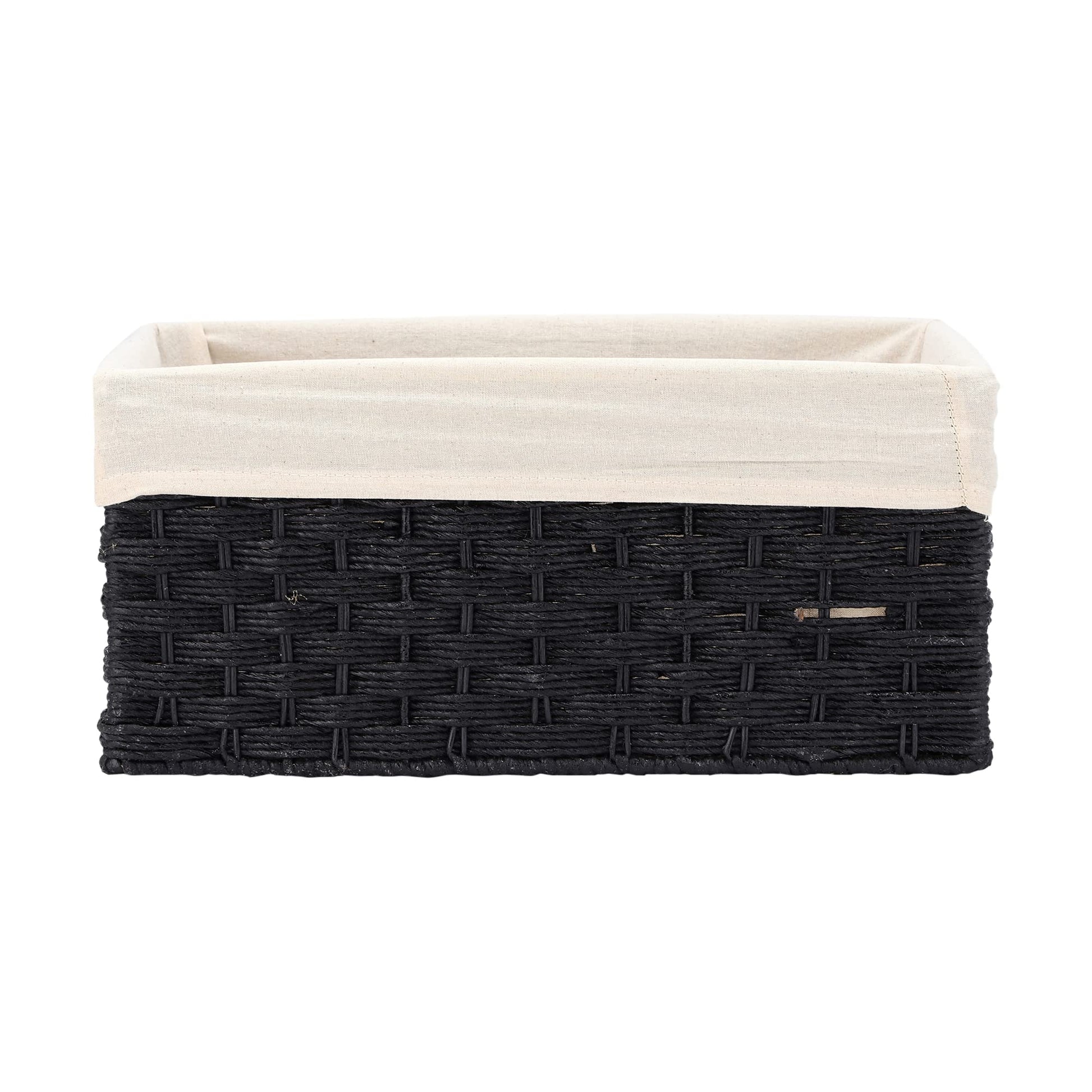 AKWAY Handcrafted Rectangular Bamboo Wicker Basket Organizer (Antique Black, 15 x 10 x 7,Rattan,Pack of 1) - Akway Home Impro