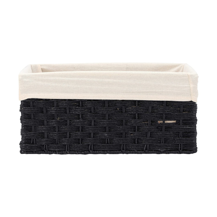 AKWAY Handcrafted Rectangular Bamboo Wicker Basket Organizer (Antique Black, 15 x 10 x 7,Rattan,Pack of 1) - Akway Home Impro