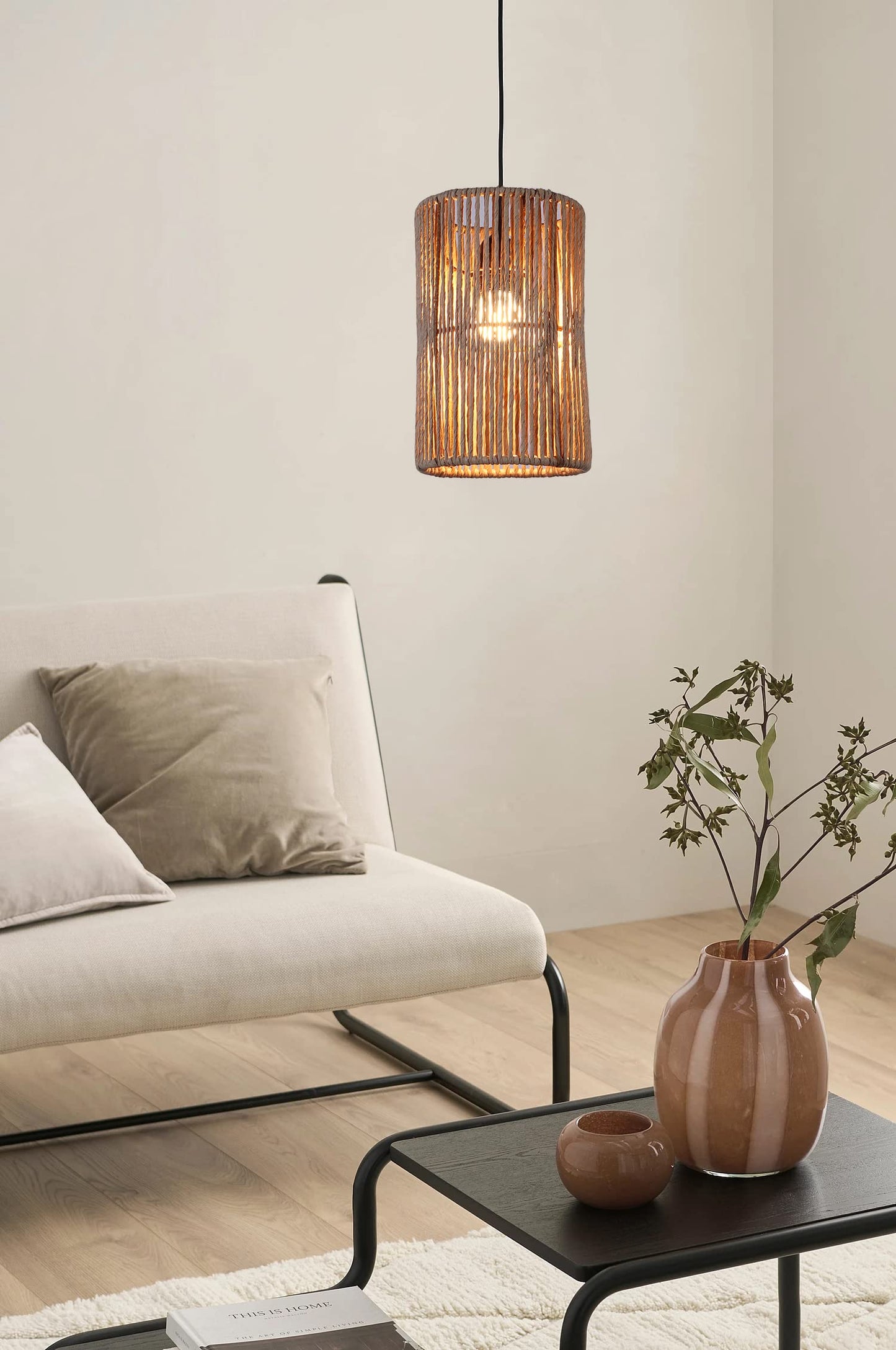 Rattan Seagrass Paper Raffia Kauna Grass Wicker Lamp Pendant Light-Anissa - Akway Lighting > Pendant Lights (Image 3)