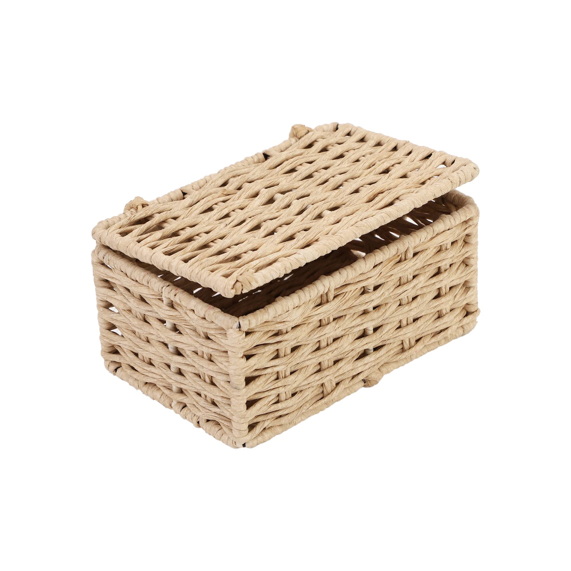 AKWAY wicker water hyacinth kauna grass bamboo cane Storage Basket with Lids Rectangular Handwoven Wicker Organizer Baskets D