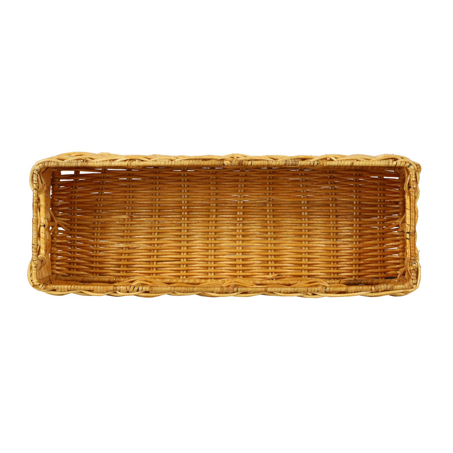 AKWAY Handmade Wicker Basket Bathroom Vanity Tray, Wicker Kitchen Counter top Storage Shelf Coffee Table Decorative Tray Cosm