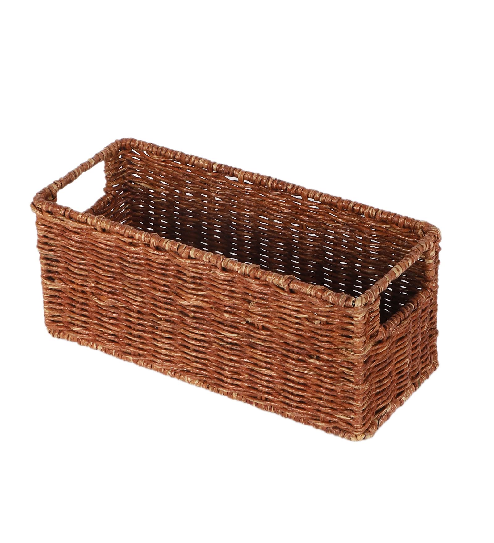 AKWAY Handmade Wicker Basket Bathroom Vanity Tray, Wicker Kitchen Counter top Storage Shelf Coffee Table Decorative Tray Cosm