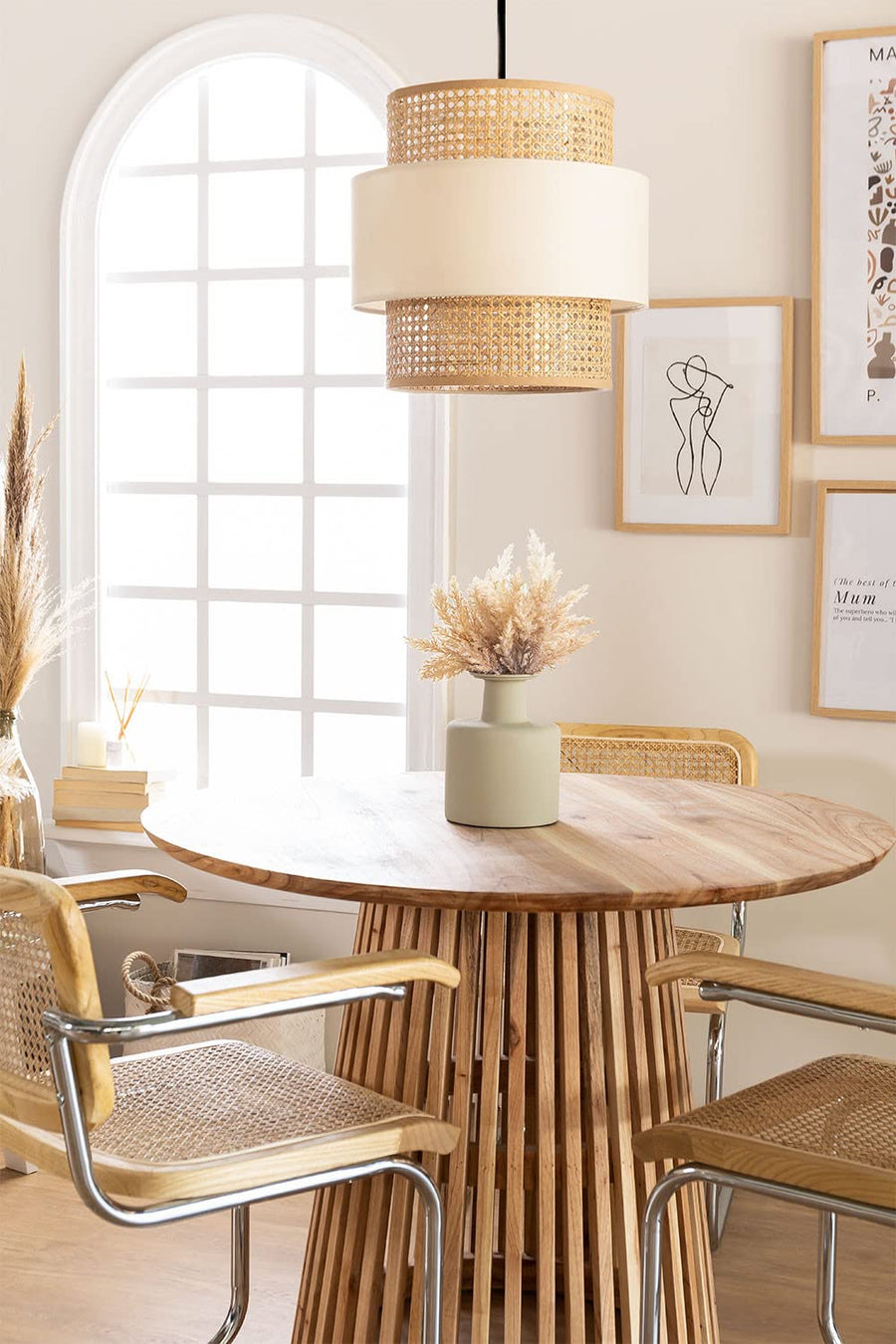 Bamboo Ceiling Light for Living Room 14 Inch - Agata by Akway