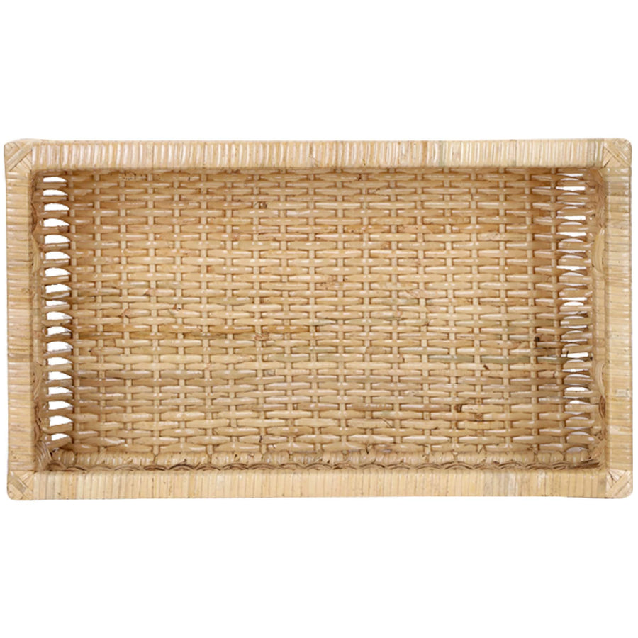 AKWAY Handmade Bamboo Wicker Storage Organizer Basket for Cloth, Toiletry, Bathroom (16 x 9 x 4.5, Beige,Rattan,Pack of 1) -