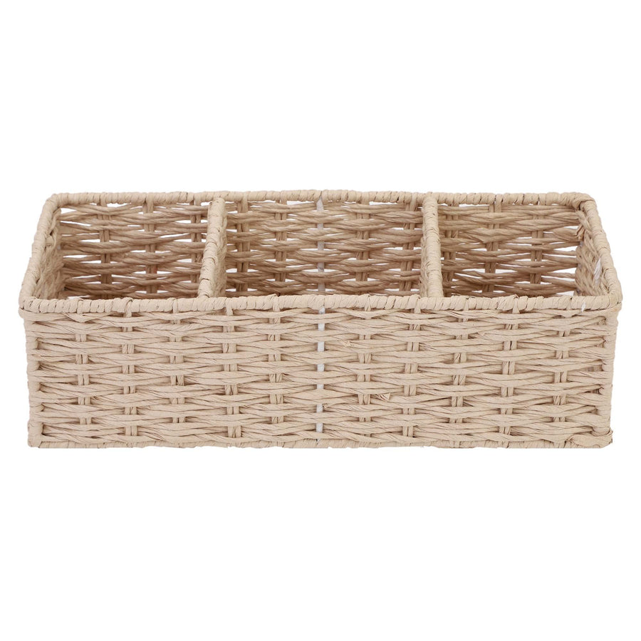 AKWAY Natural Wicker Seagrass kauna Grass Bamboo Cane Rattan Basket Bathroom Vanity Tray, Wicker Kitchen Counter top Storage