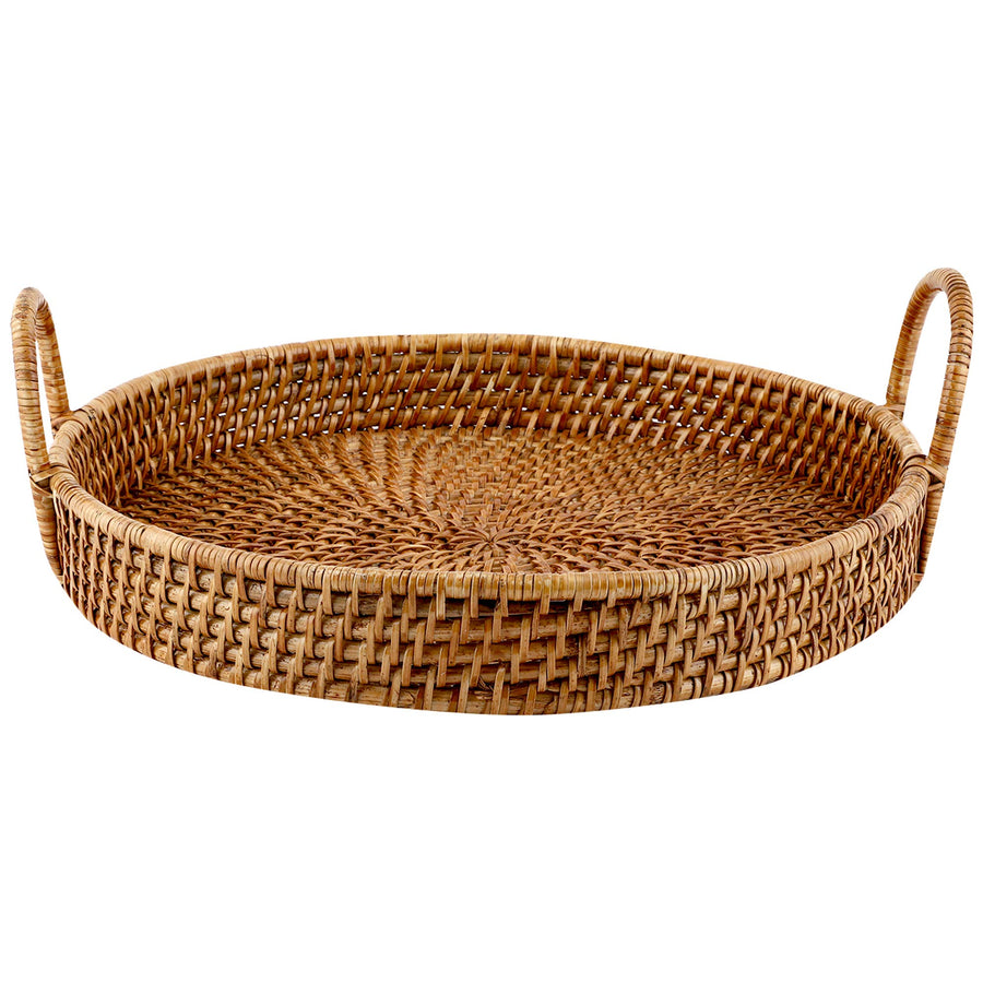AKWAY Wicker Serving Tray Wooden Serving Tray for Home | Dining Table Decorative Trays | Serving Tray for Party Guests | Rectangle Platter with Handles Diwali or Deepawali Gifts (Beige) - Akway