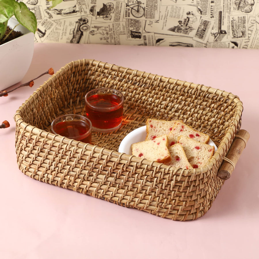 AKWAY Wicker Basket Cloth Storage Basket Bin Organizer For Toiletry Cosmetic Towels Toys Bathroom Organizer Bamboo Basket(Nat