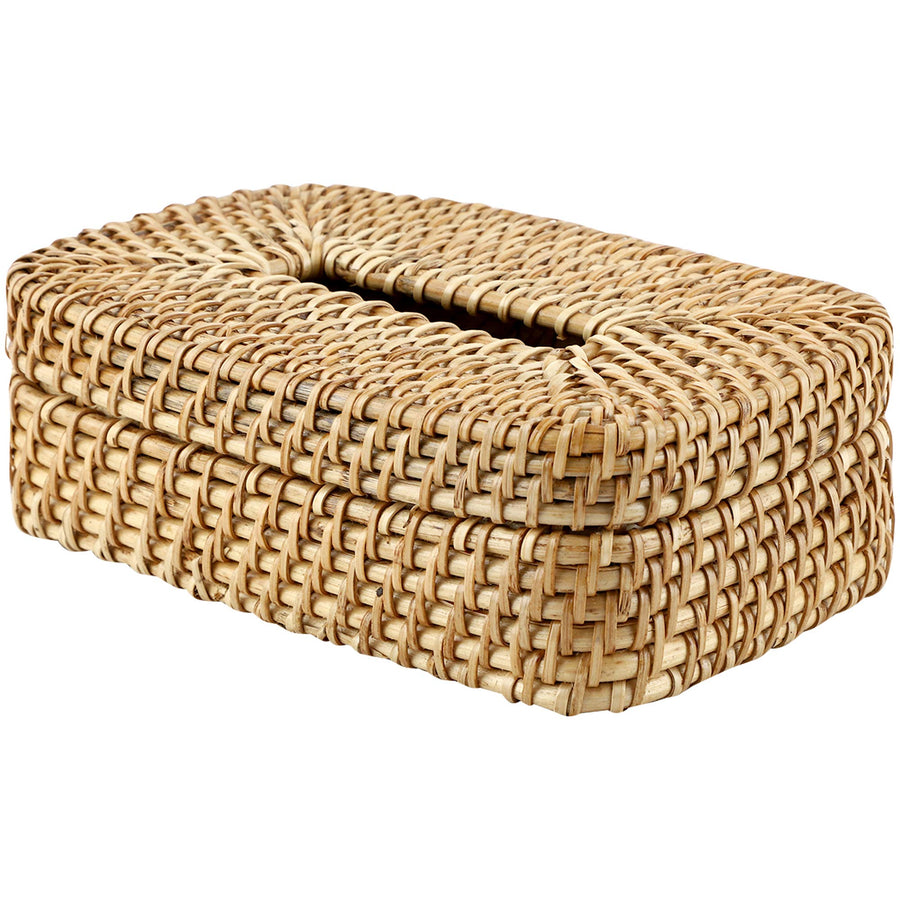 AKWAY Wicker Rattan/Cane Tissue Box Holder, Paper Napkin Holder, Wooden Cover Plastic Tissue Dispenser for Home, Bathroom, Bedroom, Office, Restaurant and Car Decoration- Rectangle Shape - Akway