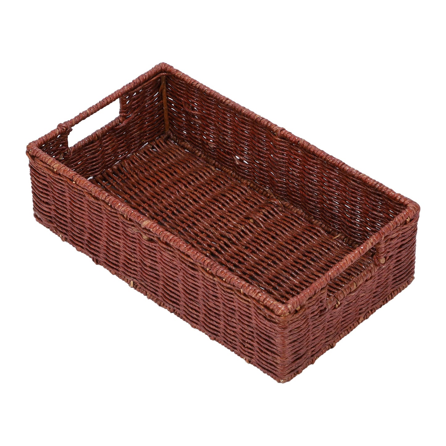 AKWAY Rattan Wicker Basket for keeping cloths, storage basket, bin organizer (16 L x 9 W x 4.5H, Brown) - Akway