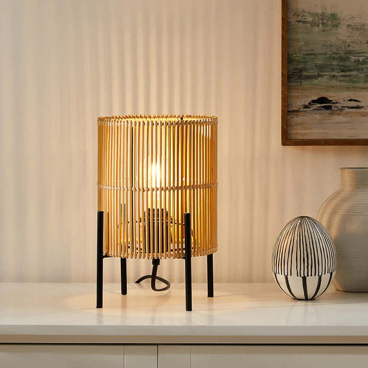 Rattan Table lamp for Living room | Bamboo Bedside table lamp | Cane Table lamp -Artina - Akway Lighting > Table Lamps (Image