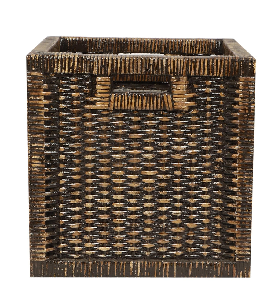 AKWAY Wicker wardrobe basket for storage, cloths, newspapers, photos, toys, plants or other memorabilia, 12.5 x 13.5 x 12.5 I