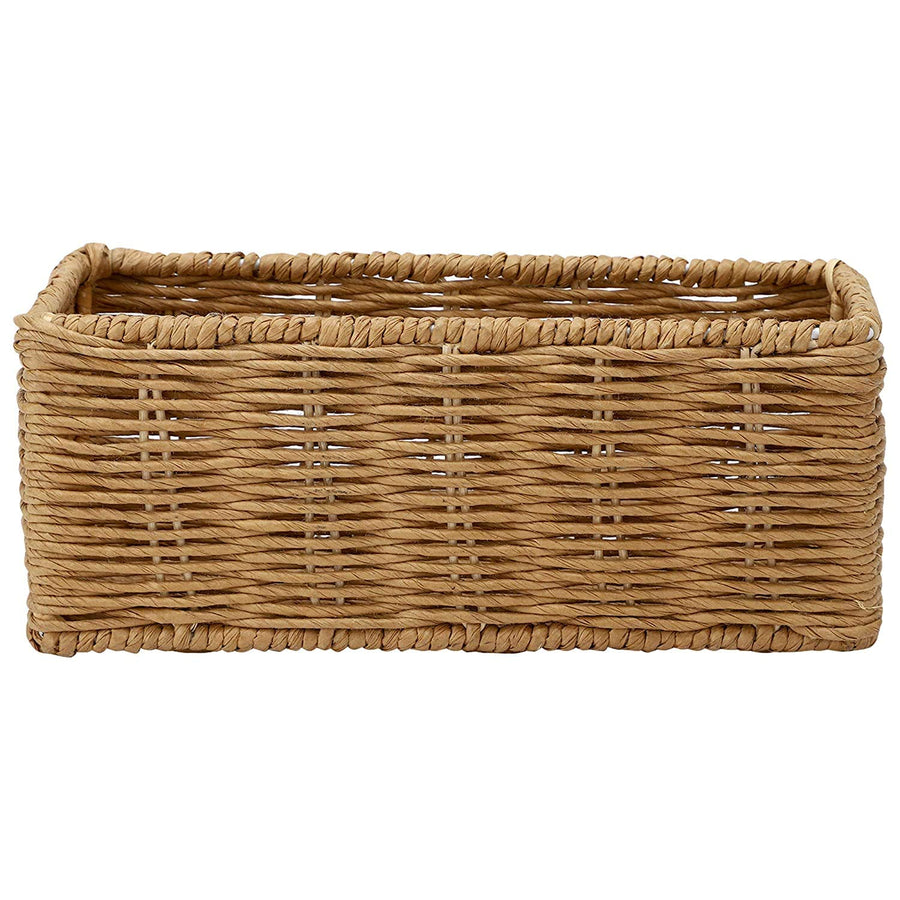 AKWAY Handmade Wicker Basket Bathroom Vanity Tray for Toilet Paper and Soap, Wicker Kitchen Counter Top Storage Shelf Coffee