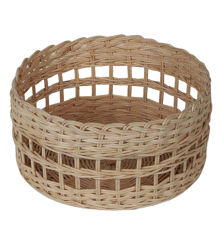 AKWAY Handmade Wicker Basket Bathroom Vanity Tray, Wicker Kitchen Counter top Storage Shelf Coffee Table Decorative Tray Cosm