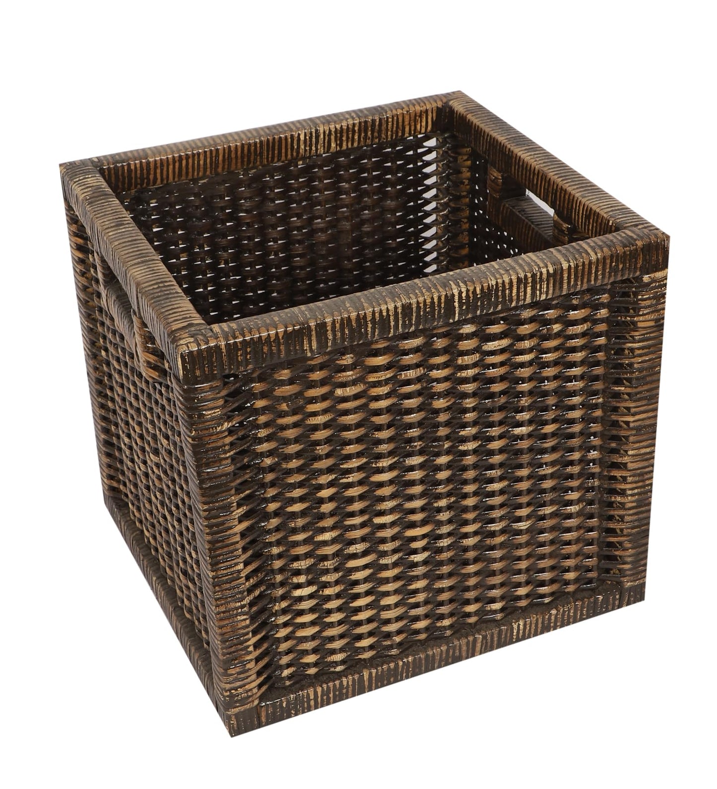 AKWAY Wicker wardrobe basket for storage, cloths, newspapers, photos, toys, plants or other memorabilia, 12.5 x 13.5 x 12.5 I