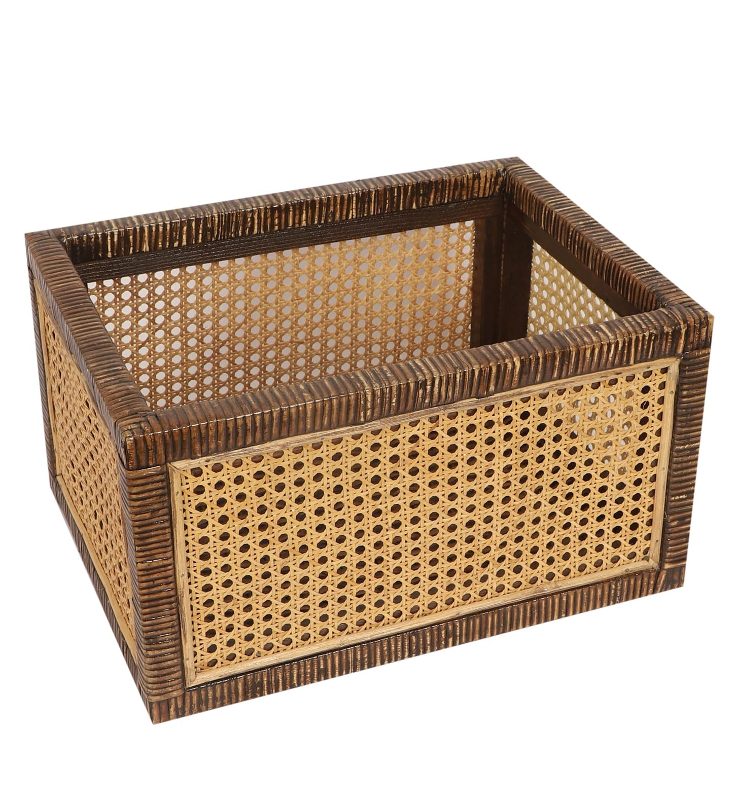 Akway Rattan cane webbing Storage basket | Wicker basket for storage organizer | Kauna Grass storage basket For Home | Kitchn Living Room - (Medium, Dark Brown) - Akway