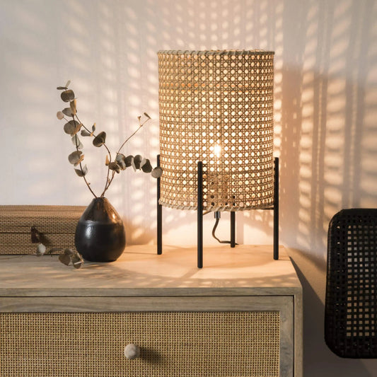 Rattan Table lamp for Living room | Bamboo Bedside table lamp | Cane Table lamp -Addie - Akway Lighting > Table Lamps (Image