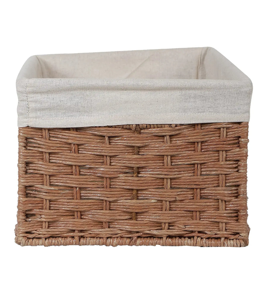 AKWAY Handcrafted Rectangular Wicker Basket for Cloths, Storage Basket, Bin Organizer for Toiletry Cosmetic Towels Toys Bathr