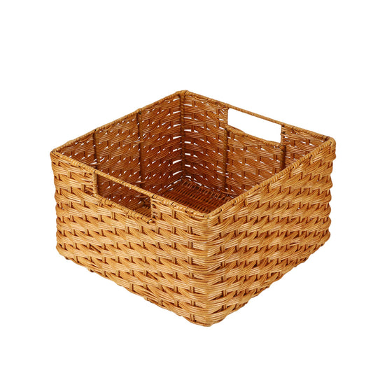 AKWAY Handcrafted Wicker Storage Container Basket with Handles (Brown) - Akway Kitchen > Shelf Baskets (Image 1)