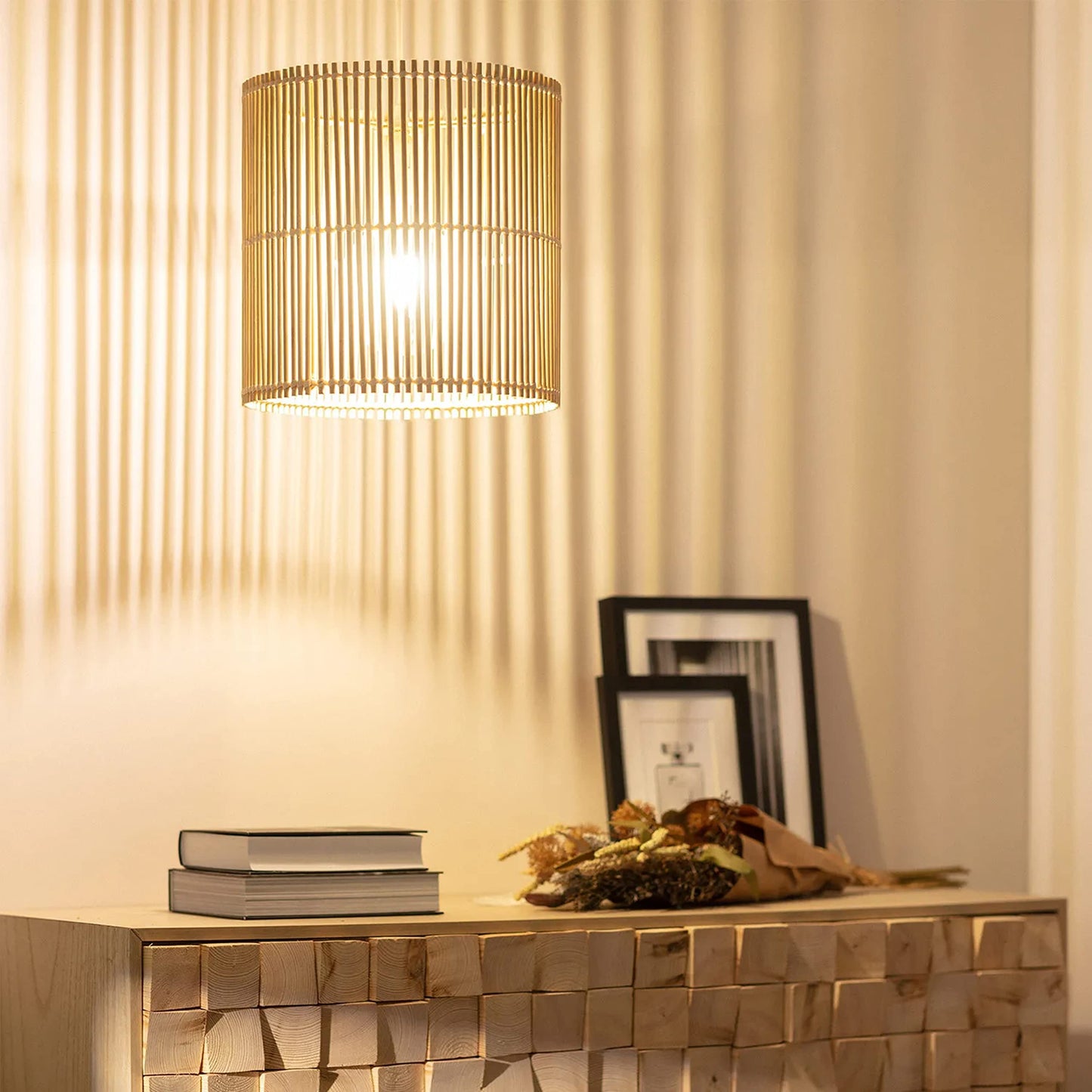 Bamboo Hanging lamp for Living Room | Rattan Pendant light | Cane ceiling light -Avital - Akway Lighting > Pendant Lights (Im