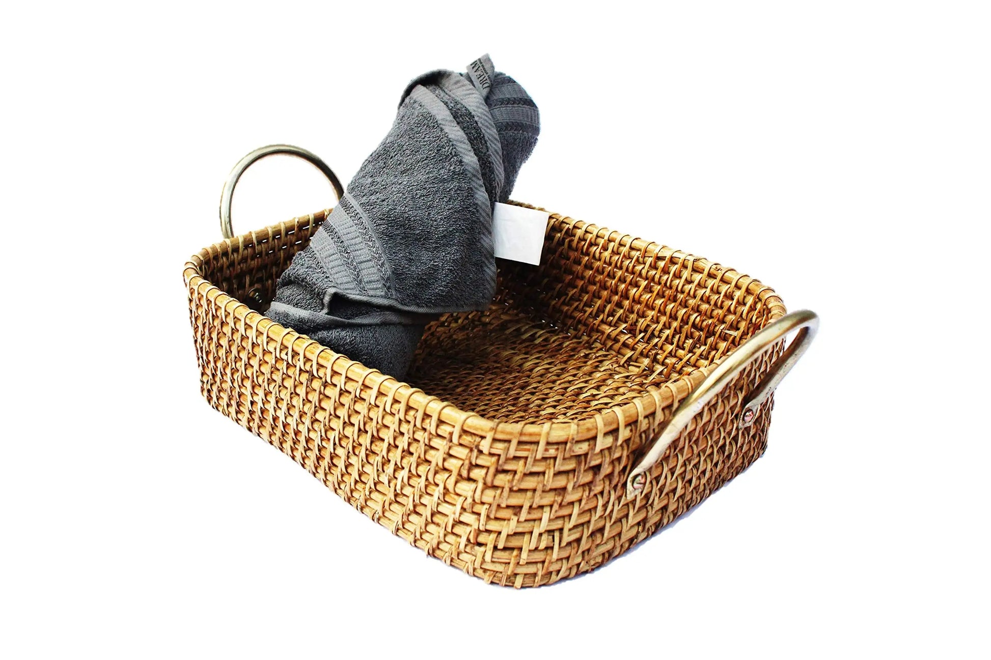 AKWAY Wicker Basket Cloth Storage Basket Bin Organizer for Toiletry Cosmetic Towels Toys Bathroom Organizer bamboo basket(Nat