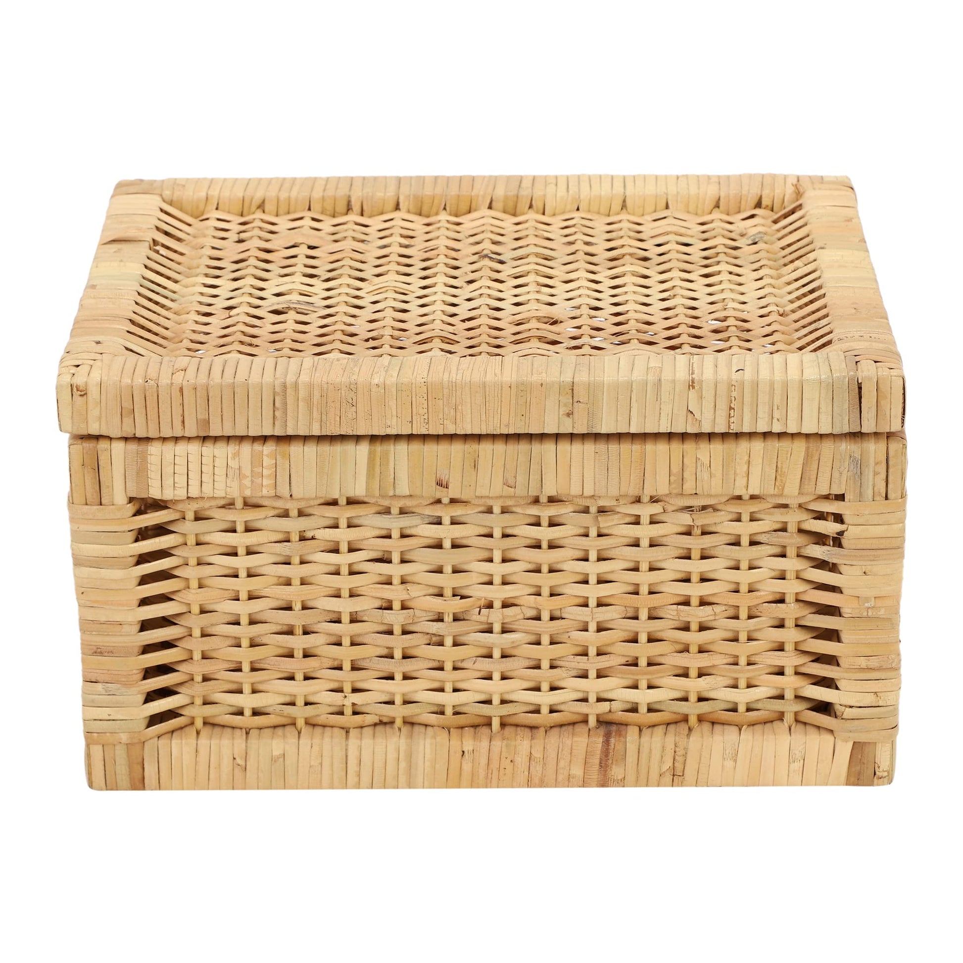 AKWAY wicker water hyacinth kauna grass bamboo cane Storage Basket with Lids Rectangular Handwoven Wicker Organizer Baskets D