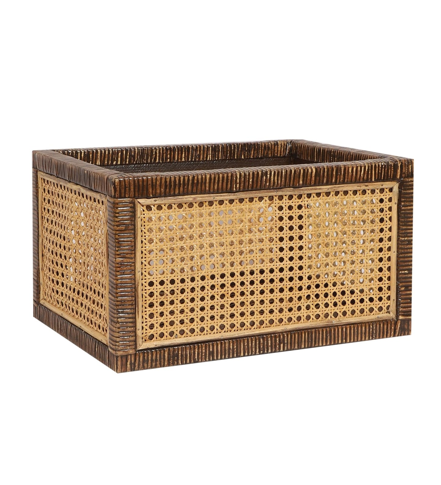 Akway Rattan cane webbing Storage basket | Wicker basket for storage organizer | Kauna Grass storage basket For Home | Kitchn Living Room - (Medium, Dark Brown) - Akway