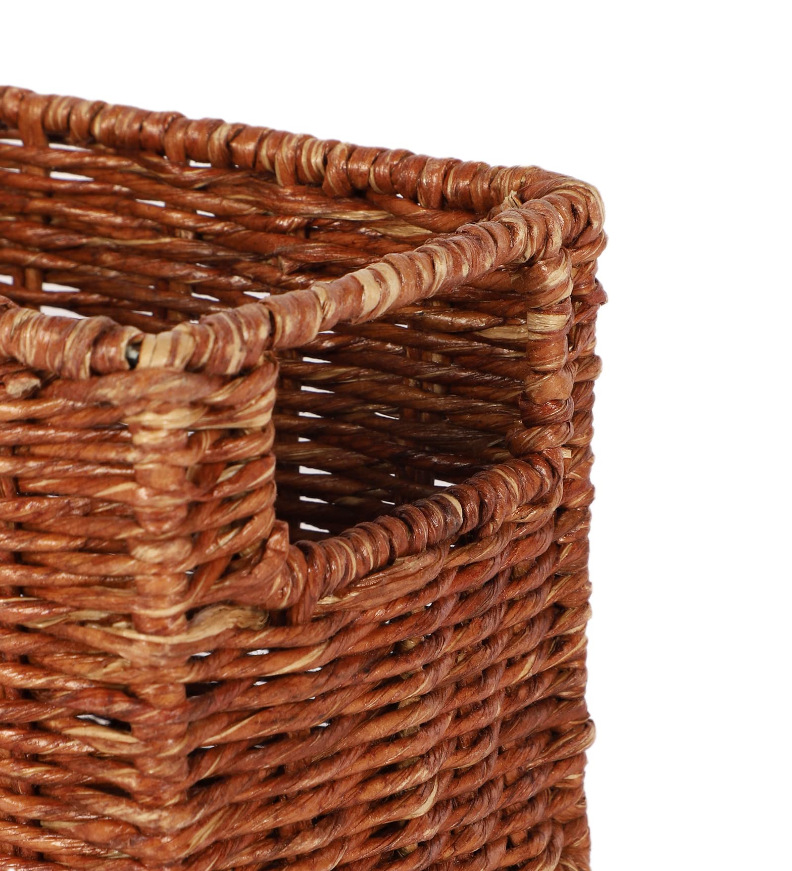 AKWAY Handmade Wicker Basket Bathroom Vanity Tray, Wicker Kitchen Counter top Storage Shelf Coffee Table Decorative Tray Cosm