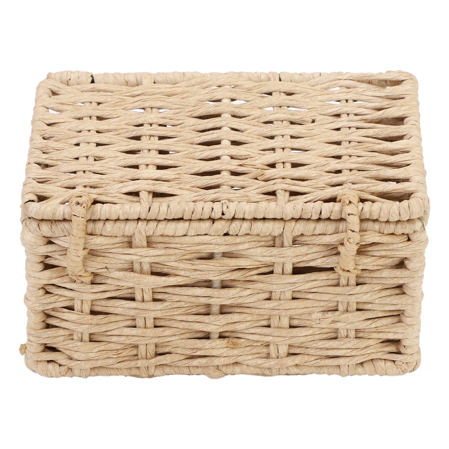 AKWAY wicker water hyacinth kauna grass bamboo cane Storage Basket with Lids Rectangular Handwoven Wicker Organizer Baskets D
