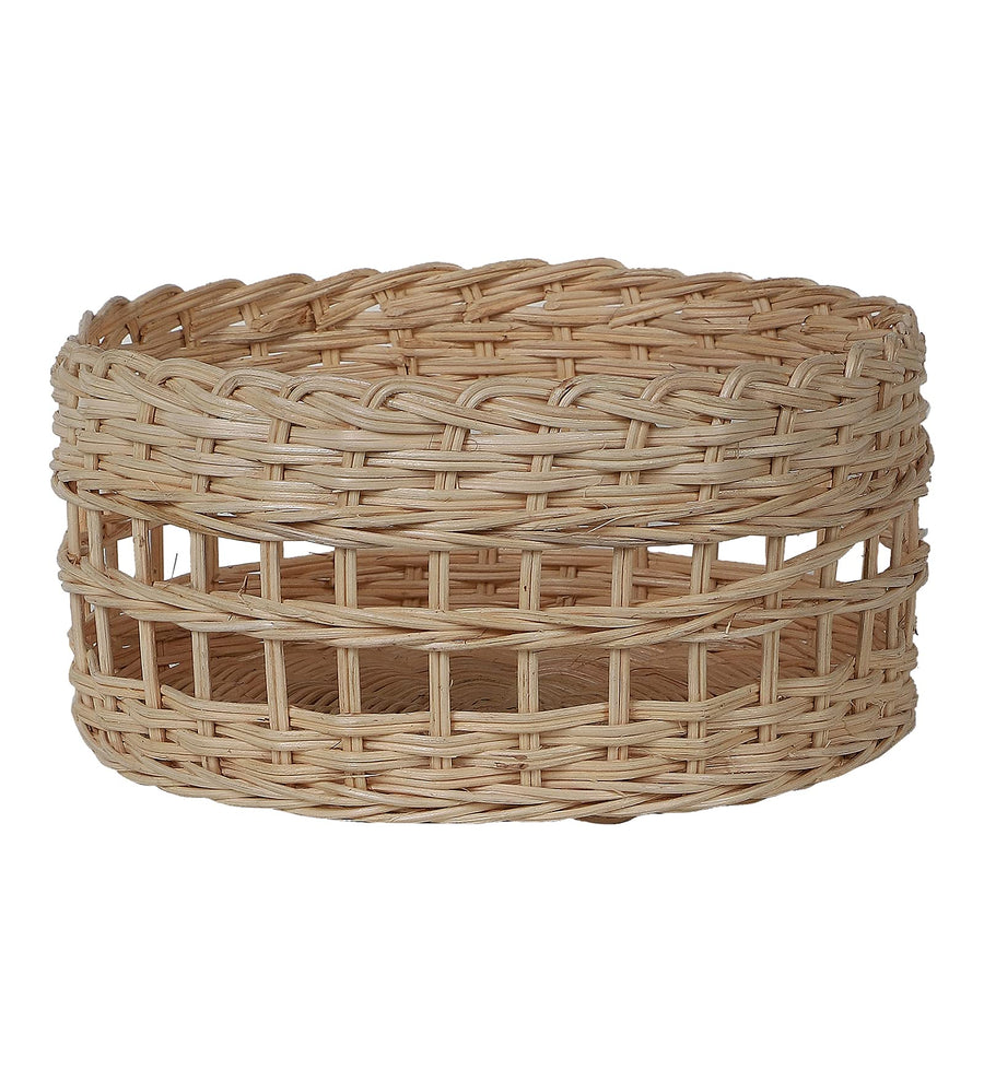 AKWAY Handmade Wicker Basket Bathroom Vanity Tray, Wicker Kitchen Counter top Storage Shelf Coffee Table Decorative Tray Cosm